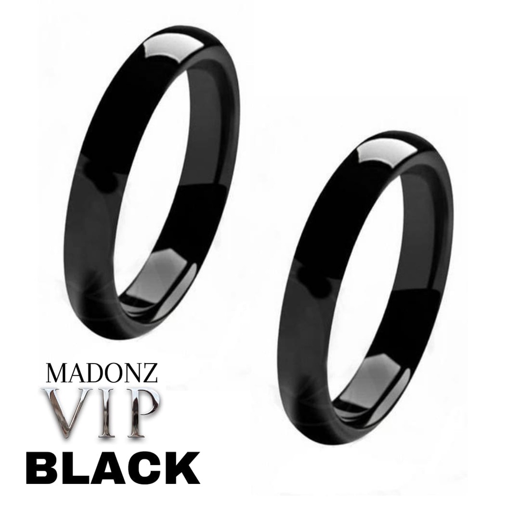 Par Aliança de Namoro Compromisso Preta Anel Tucum LGBTQ+ 4mm Abaulado Tungstênio Tratamento Carbon Black Original + Case Luxo