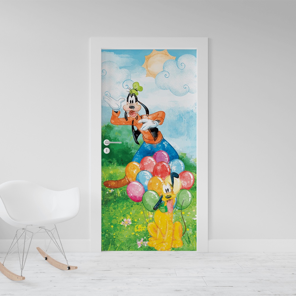Adesivo Decorativo De Porta Disney Pateta e Pluto