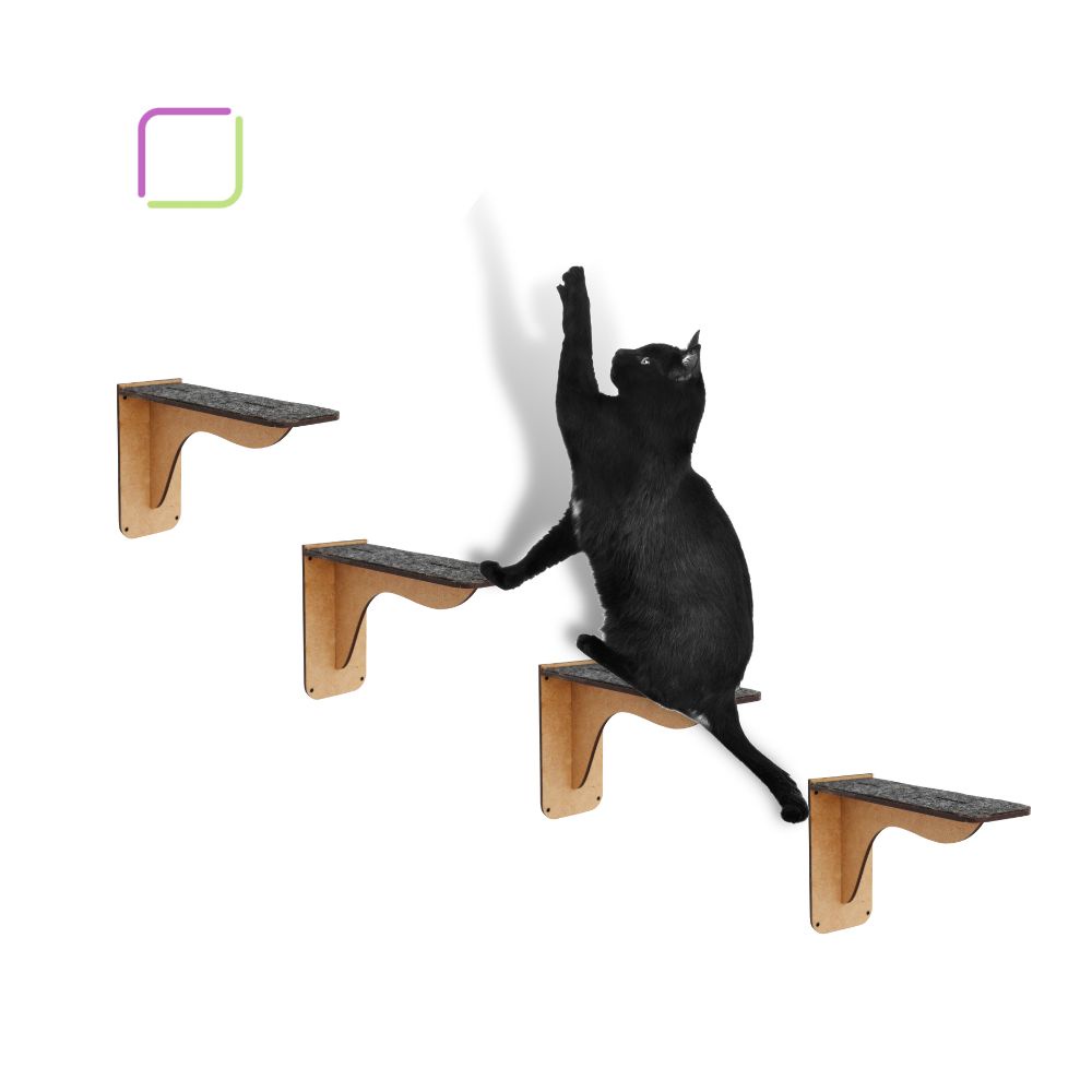 kit com 4 degraus para gatos acessório playground ótimo acabamento em carpete brinquedo diversão