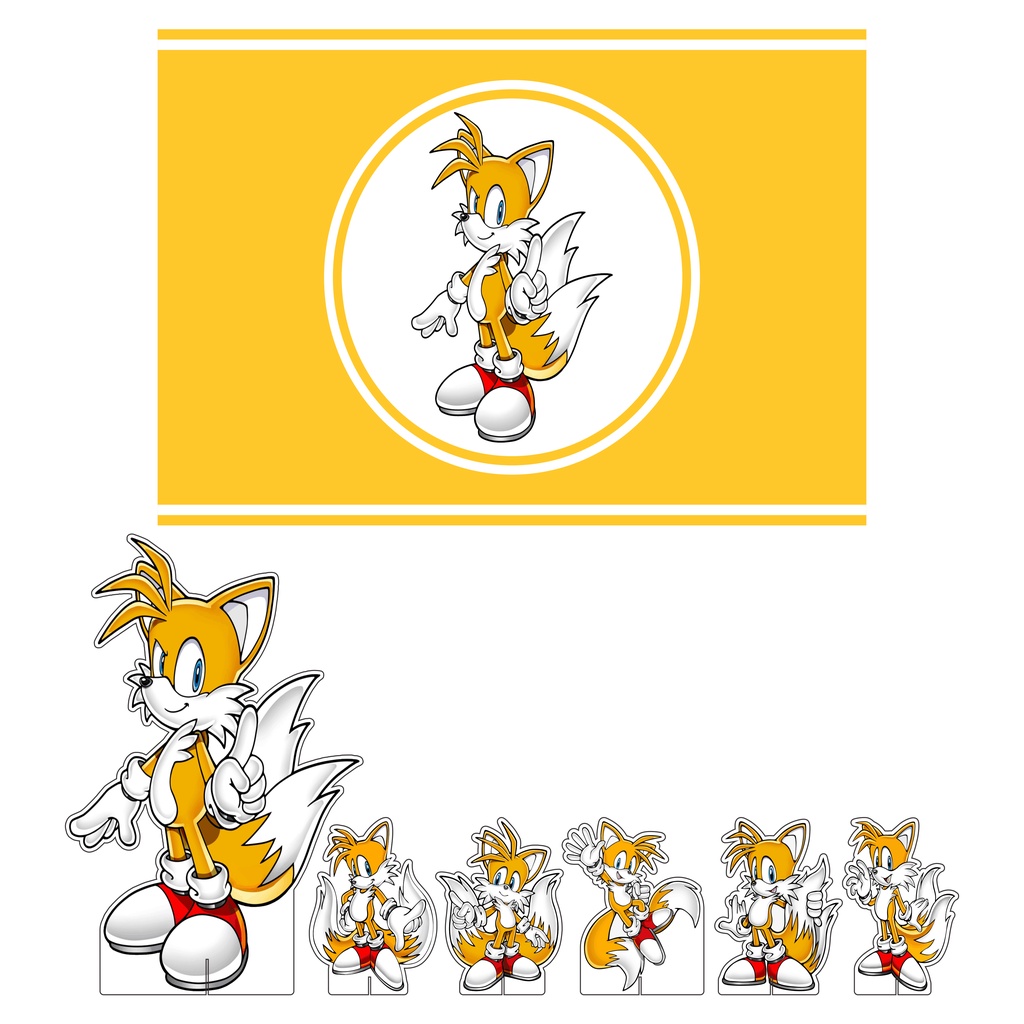 Mini Kit Display + Painel Festa Infantil Tails Sonic