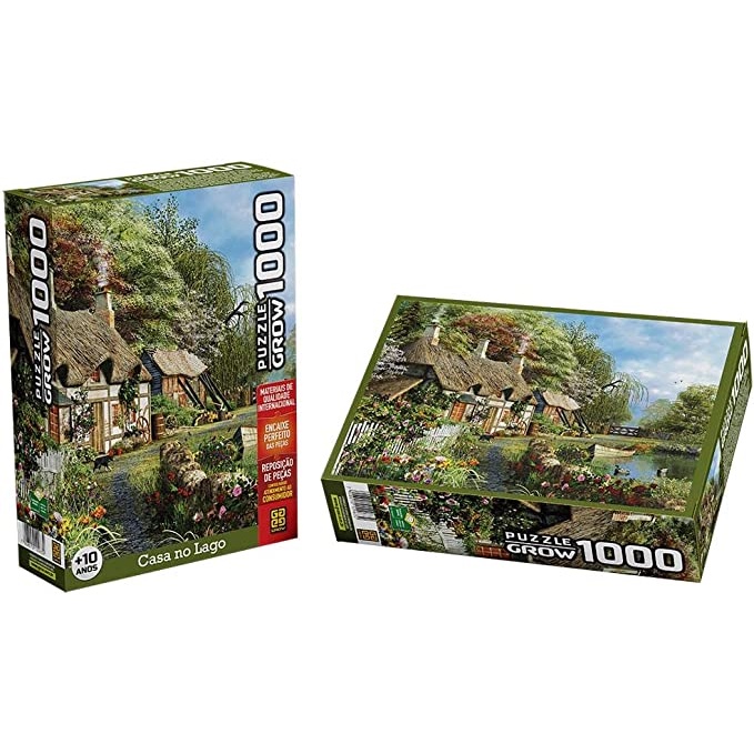 Quebra Cabeça de 1000 Peças Casa no Lago - Grow 2963 em Oferta na Shopee
