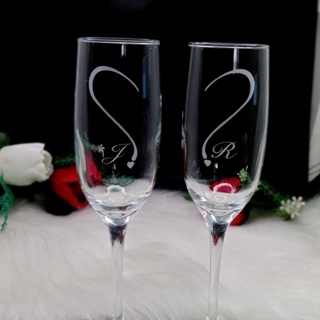 2 Taças para Casamento - Coração e Inicial em Oferta na Shopee