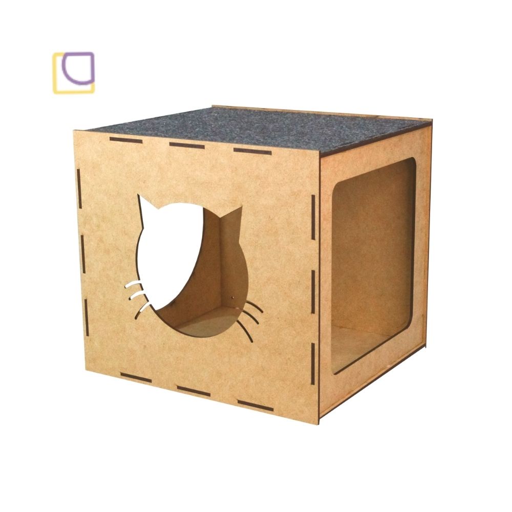 Nicho para gatos Toca Casa Para Gatinhos Em Mdf e carpete Casinha em MDF para gato