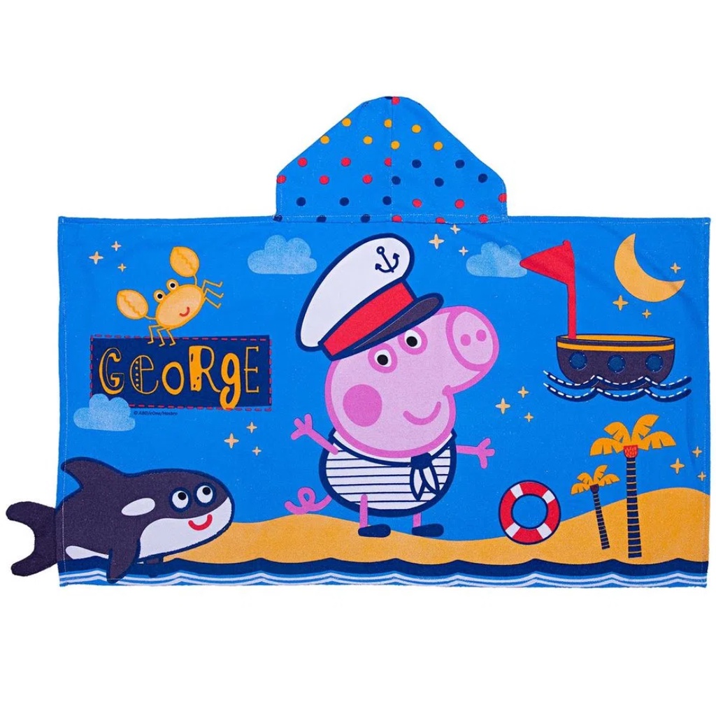 Toalha 3D com Capuz Peppa Pig - George 68 cm x 1,20 m 100% algodão