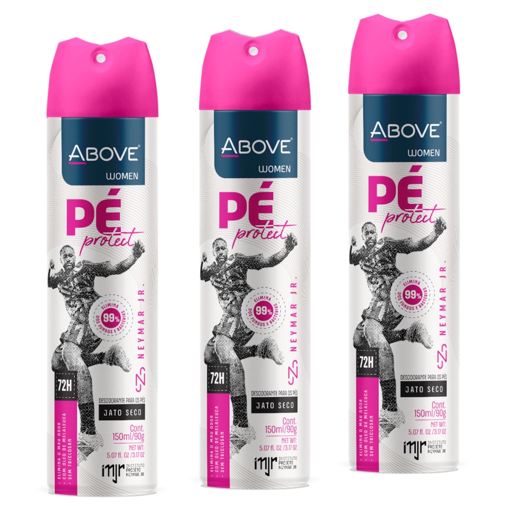 Kit 3 Desodorantes Para Pés Above Neymar Jr - Women - 150ml/90g