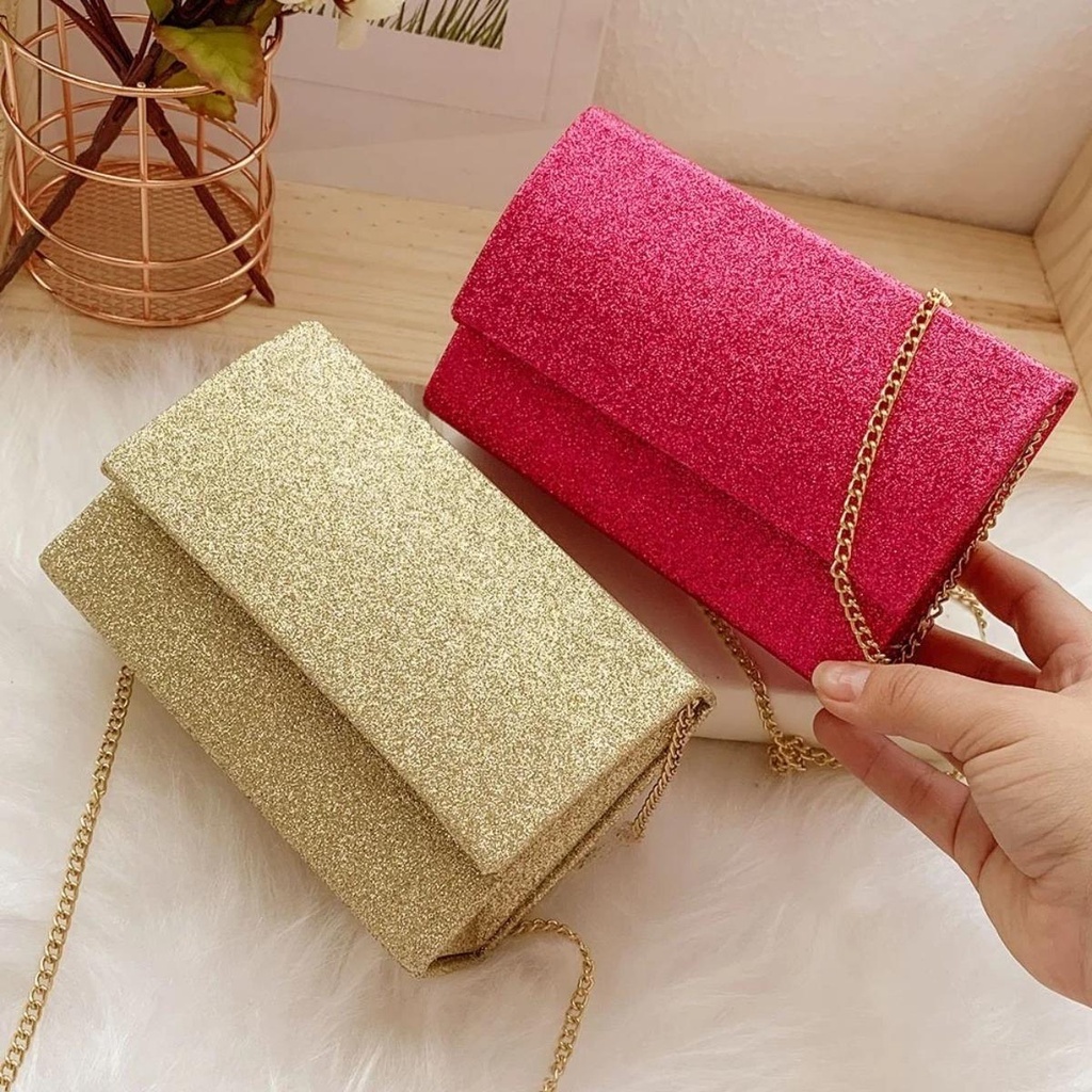 Bolsa Feminina Carteira Bolsinha de Mão ou Ombro para Festa Casamento Formatura Balada com corrente Transversal Brilho em Oferta na Shopee