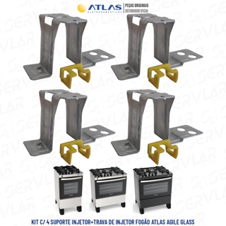 KIT C/ 04 SUPORTE DE INJETORES + 4 TRAVAS DE INJETORES PARA FOGÃO ATLAS AGILE 4 E 5 BOCAS 100% ORIGINAL DE FÁBRICA em Oferta na Shopee