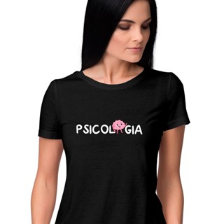 Babylook feminina de algodão Psicologia com mini Cérebro I Profissões