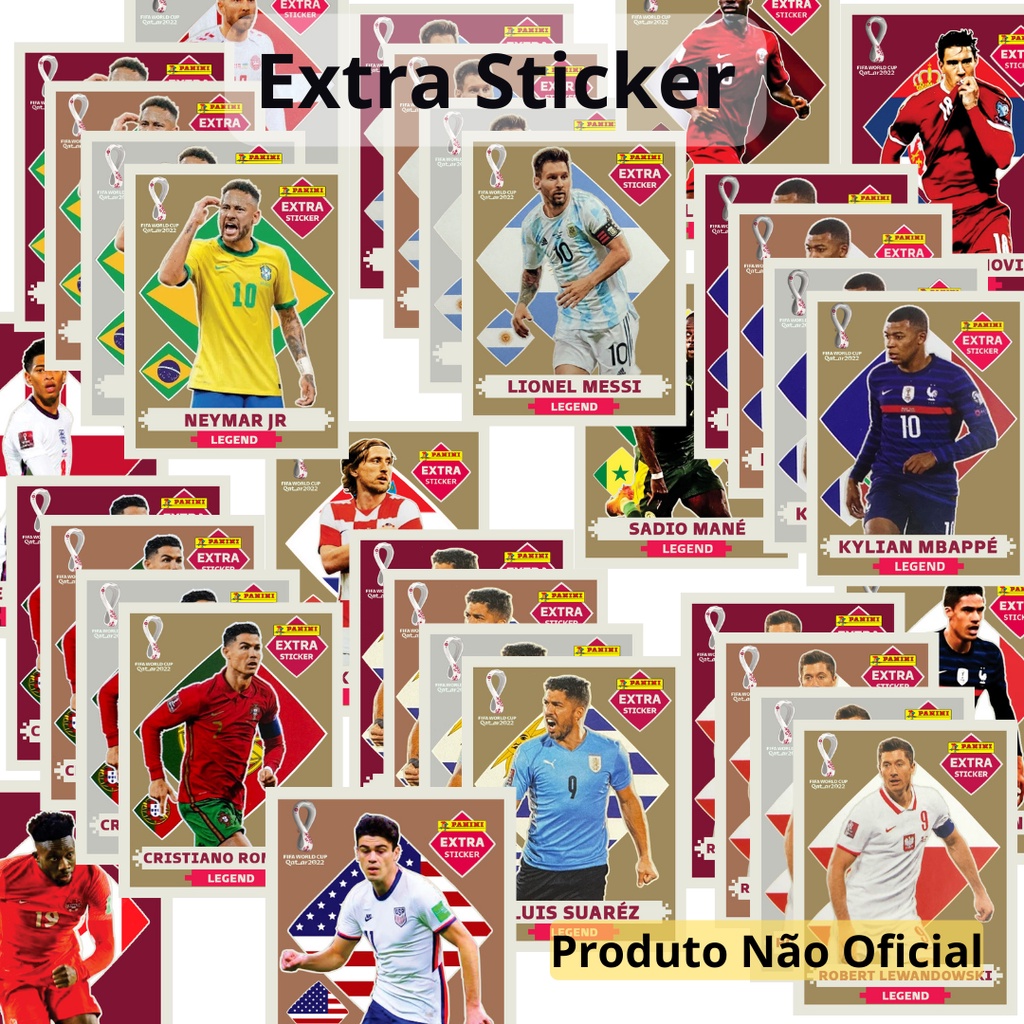 Figurinha Extra Sticker Legend Copa do Mundo Qatar 2022 Neymar