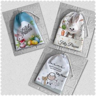 10 Saquinho - sacolinha em tecido de oxford Tema Páscoa. 10  unidades em Oferta na Shopee