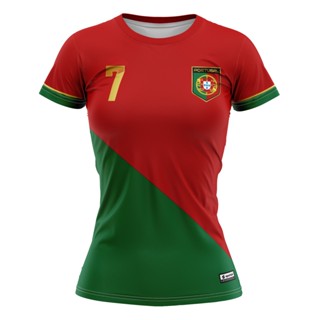 Camisa Feminina Cristiano Ronaldo CR7 Portugal Vermelha