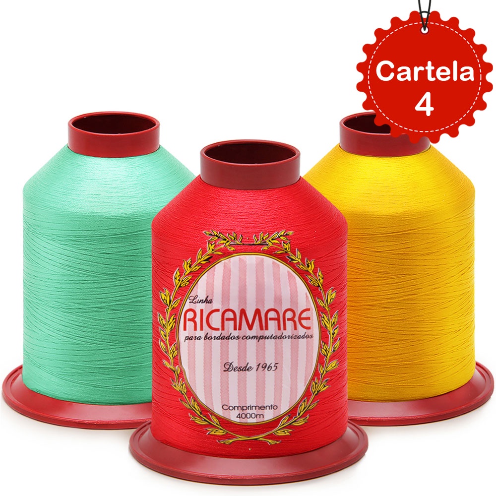 Linha Ricamare Para Bordar VC 4000m 100% Poliéster Cartela 4 em Oferta na Shopee