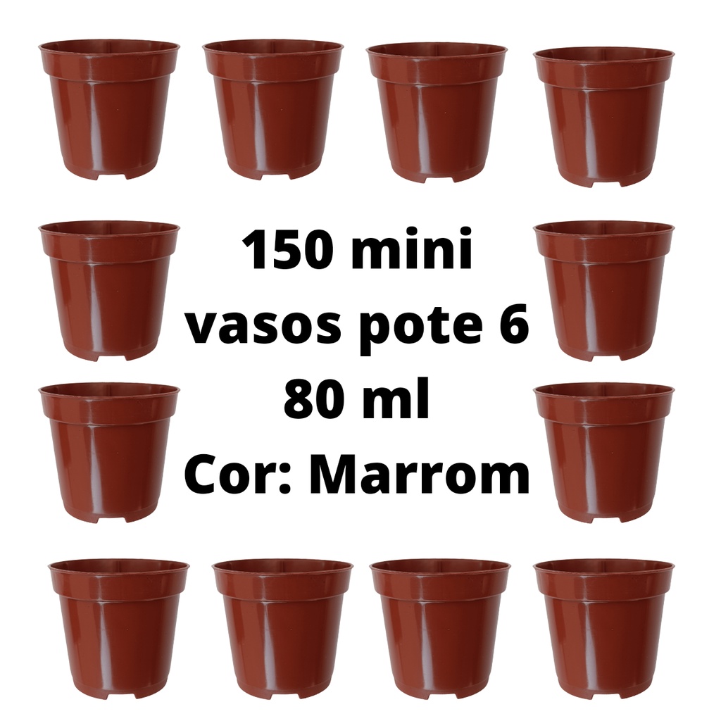 150 Mini Vasos Pote 6 Marrom Para Mini Suculentas E Cactos casamento aniverário lembrancinha ano novo