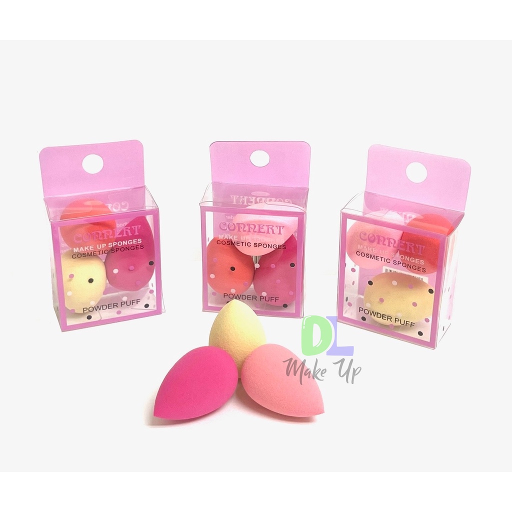 Kit 3 Mini Esponja para Maquiagem C/Caixinha - Gota Para rosto e Maquiagem Base E Corretivo
