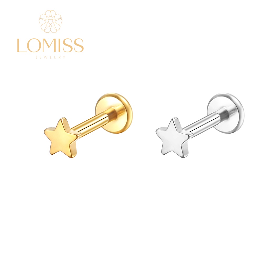 Piercing Labret Aço Cirúrgico PVD Estrela Brilhante《Lomiss semijoias》 em Oferta na Shopee