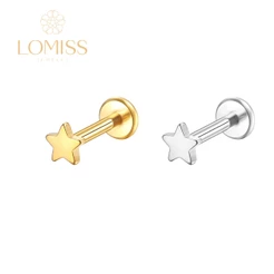 Piercing Labret Aço Cirúrgico PVD Estrela Brilhante《Lomiss semijoias》