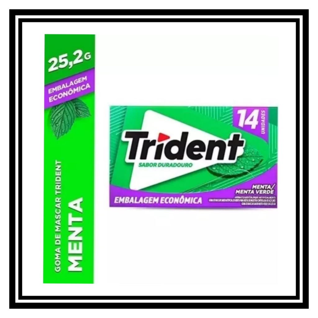Display (c/ 12 un) Goma De Mascar Chiclete Trident Menta Verde Com 14 Unidades 25.2g