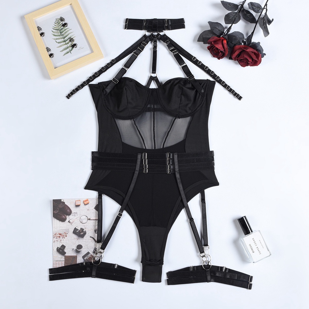 Black corset lingerie set