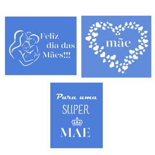 Stencil Dia das Mães Kit 3 moldes vazados A4 em Oferta na Shopee