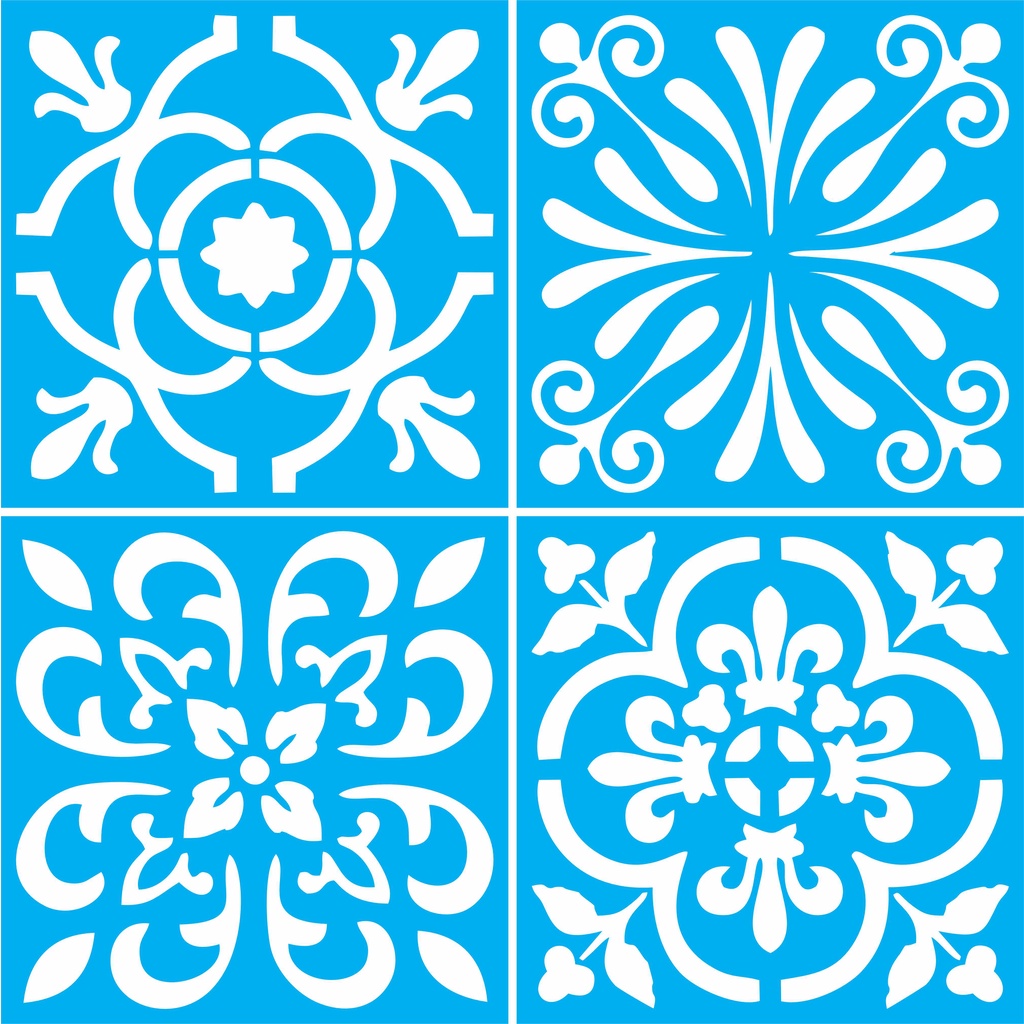 Stencil Arabesco Para Pintura (1) - Kit 4 Moldes 17x17