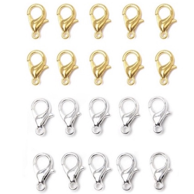 Fecho Lagosta Dourado e níquel 12 mm com 12 e 24 peças Para Colar / Pulseira / faça você mesmo / Lote Fechos De Lagosta Para Cordão