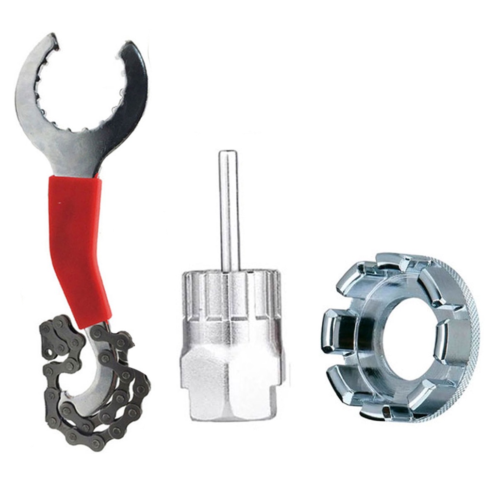 Chave Extrator De Cassete E Disco Catraca Roda Livre + Chave De Raio Aro Com 8 Medidas + Ferramenta Extrator Cassete E Disco Bike Pino Center Lock