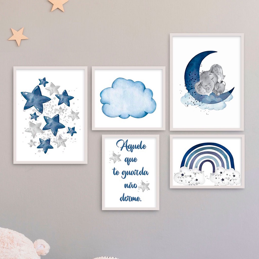 kit 5 Quadros Decorativos Infantil Animais Safari Quarto de Bebê Menino Menina em Oferta na Shopee