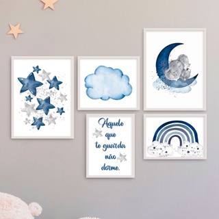 kit 5 Quadros Decorativos Infantil Animais Safari Quarto de Bebê Menino Menina em Oferta na Shopee