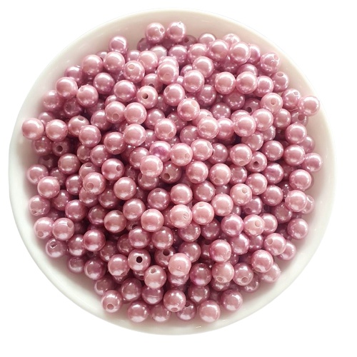 Perola 8mm Rose ABS Inteira Com Furo Passante 100 Unidades