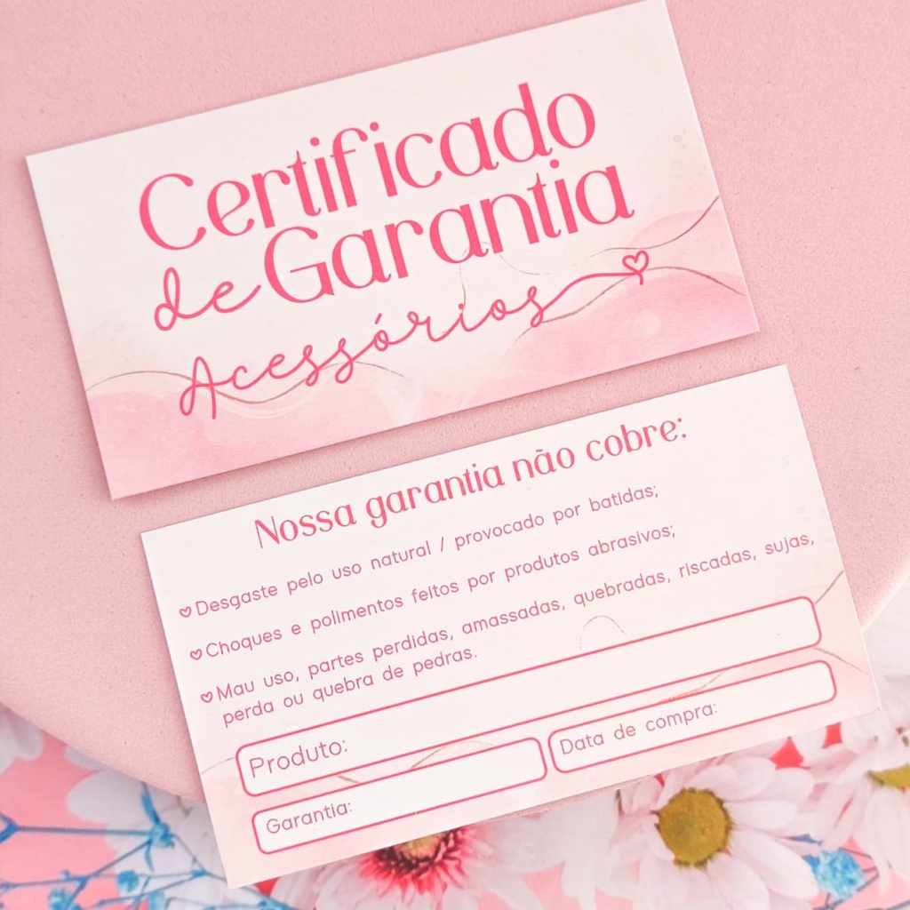 Certificado de garantia para acessórios-50 unidades em Oferta na Shopee