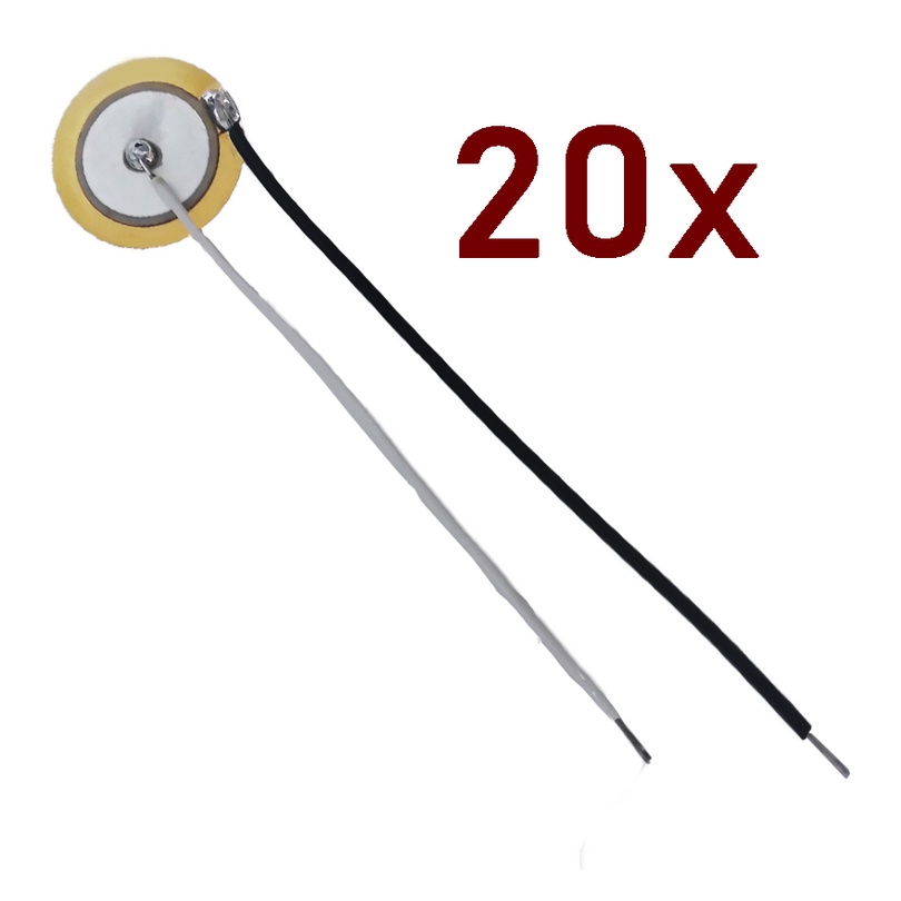 Piezo transdutor Pastilha 20mm Kit 20 unidades Piezoelétrica 2cm cápsula 20 MM