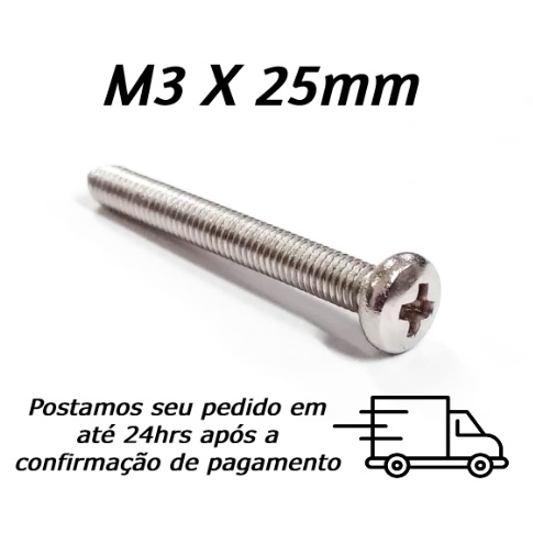 Parafuso Maquina M3 x 25mm Inox Cabeça Panela