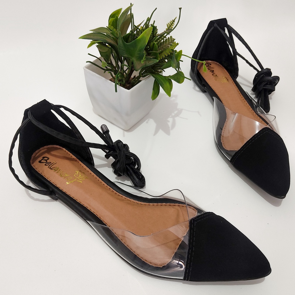 Sapatilha Feminina com Cristal de Amarrar Bico Fino Conforto Elegante