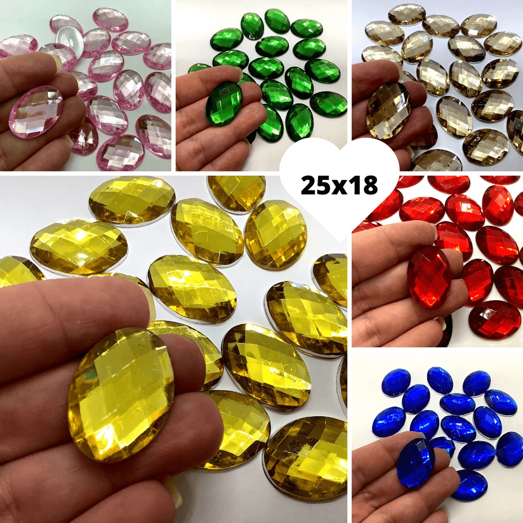 Chaton Oval  25x18mm Para Colagem 10 Unidades em Oferta na Shopee