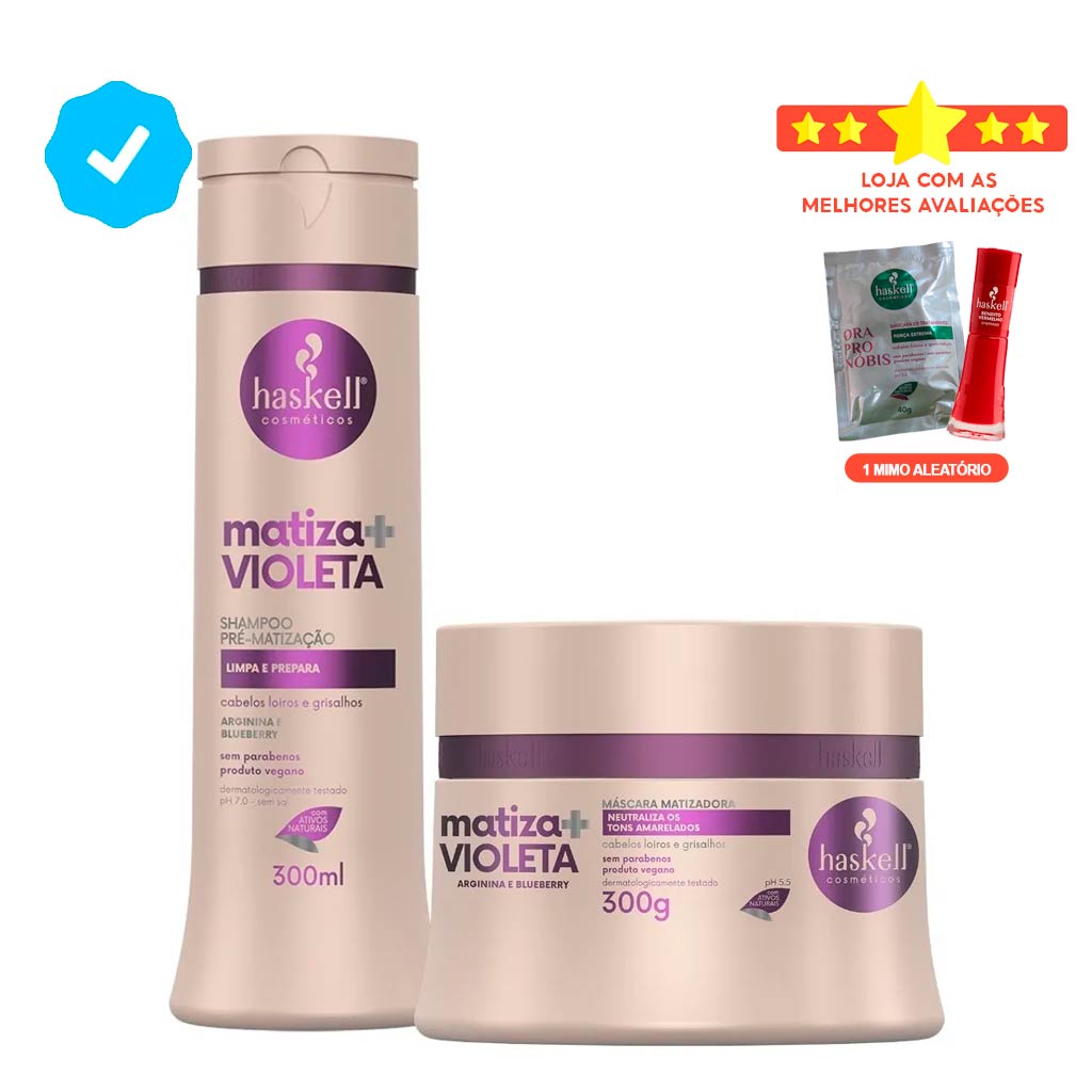 Kit Matizador Haskell Shampoo Roxo 300ml Mascara Roxa 250g
