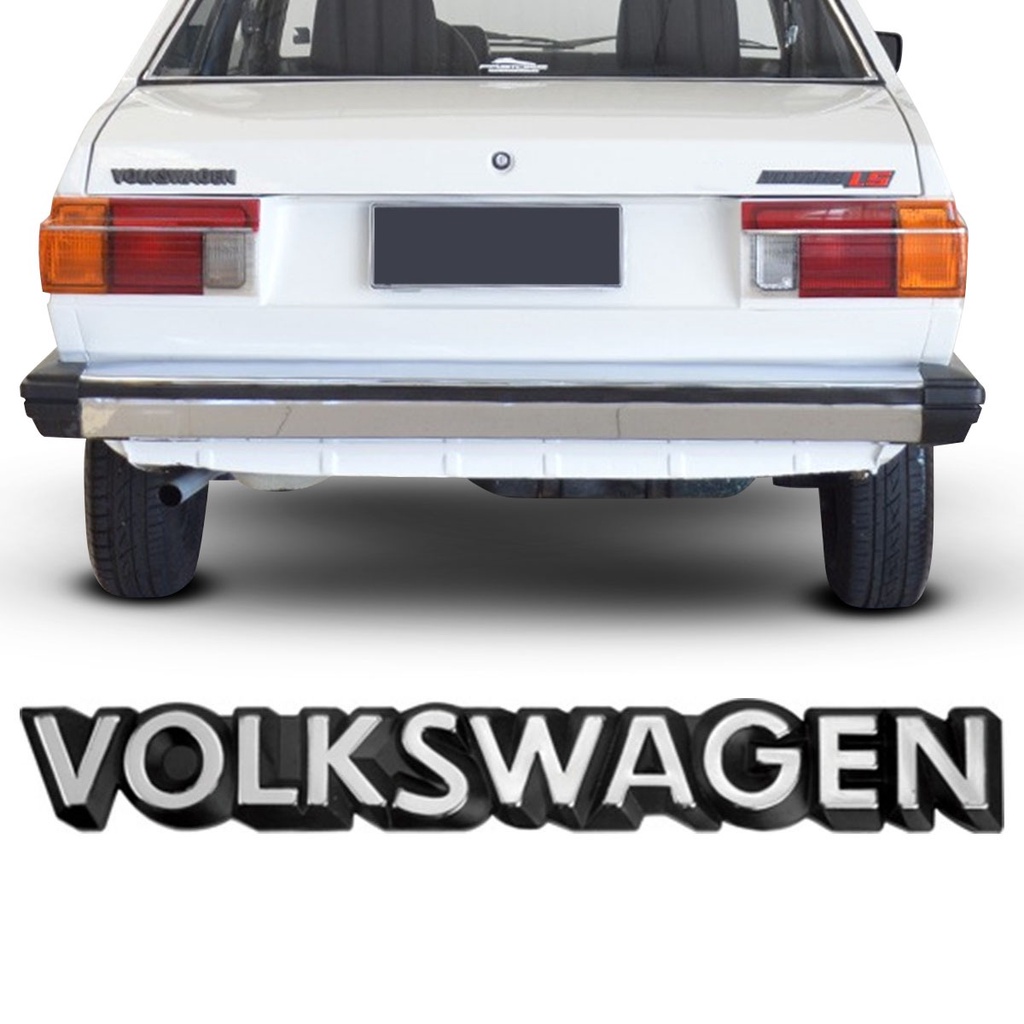 EMBLEMA VOLKSWAGEN GOL PARATI SAVEIRO VOYAGE SANTANA BRASILIA FUSCA 1983 ATÉ 1990 LETREIRO CROMADO