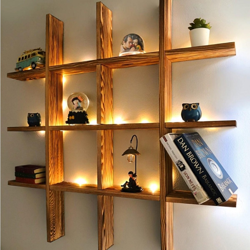 Estante Prateleira Decorativa Nicho de Madeira Pinus Moderna para Sala, Quarto, Cozinha, Banheiro Rustica Montada Nichos