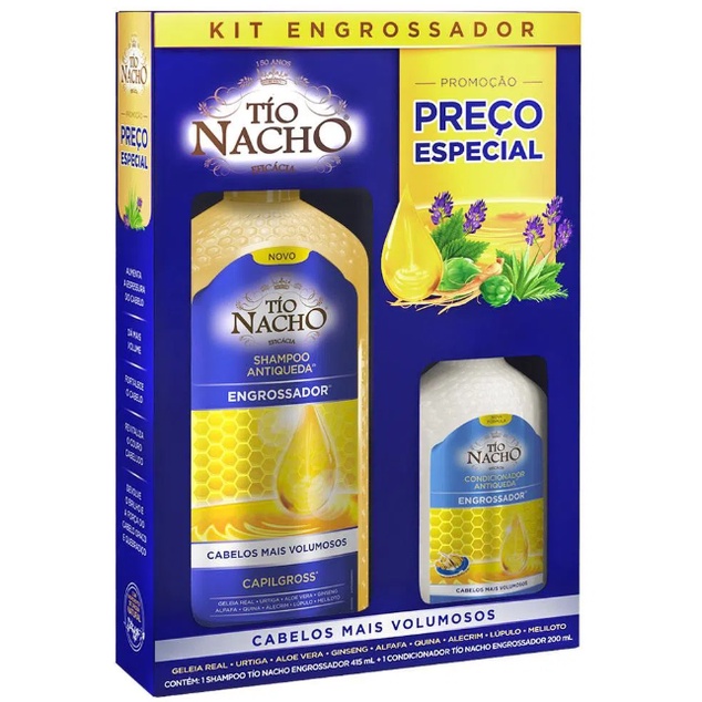 KIT TIO NACHO ENGROSSADOR - Shampoo 415ml+ Condicionador 200ml