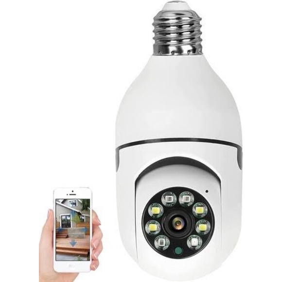Câmera Wifi Ip Sem Fio Giratória 360 com encaixe Lampada Bocal rosca Ptz Full HD visão noturna segurança - bivolt