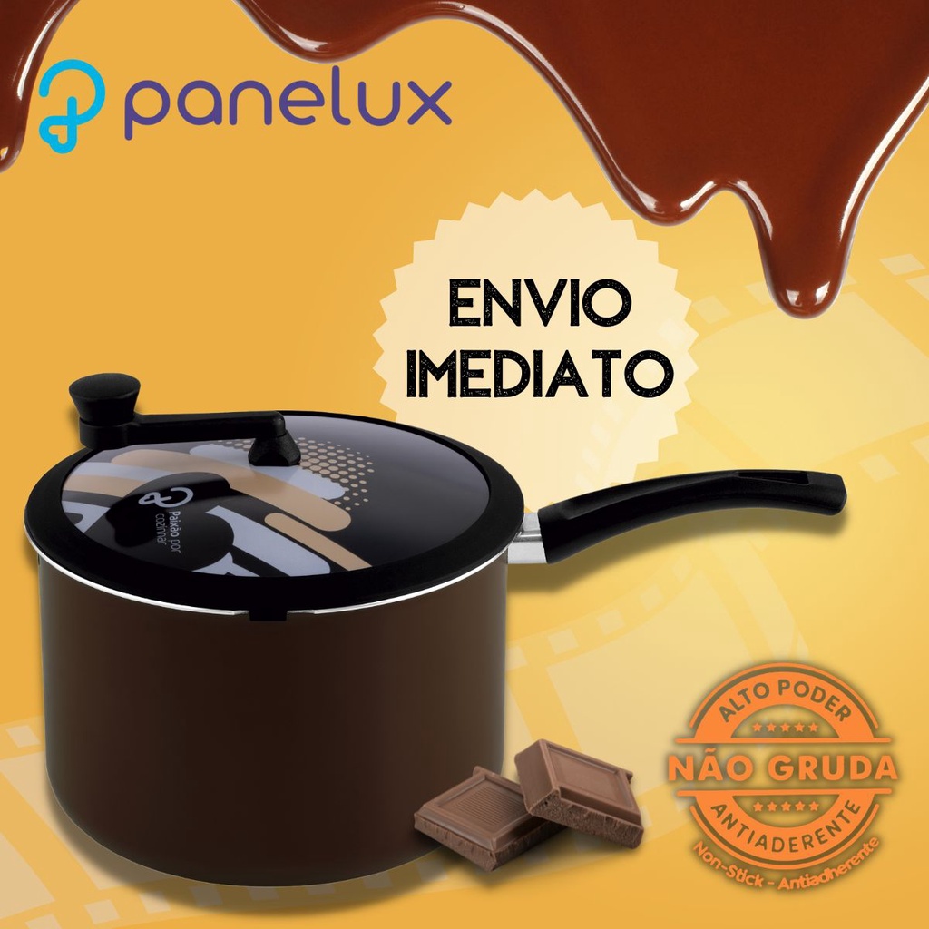 Pipoqueira Panela Pipoqueira Antiaderente de Fogão com Tampa de Vidro Marrom Chocolate Panelux
