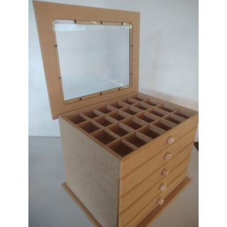 Caixa Porta Jòias Mdf 5 Gavetas Tampo Dobravel Com Vidro em Oferta na Shopee