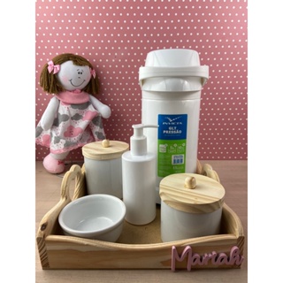 Kit Higiene Bebê Porcelana Pinus Coração Garrafa PUMP Personalizado Menina em Oferta na Shopee