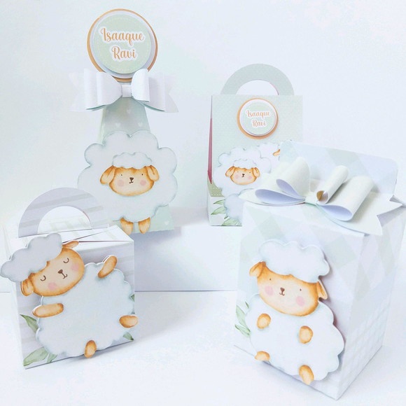 10 Caixinhas Personalizadas ovelhinha aquarela - Personalizados Ovelha / lembrancinha chá de bebê / Mesversario