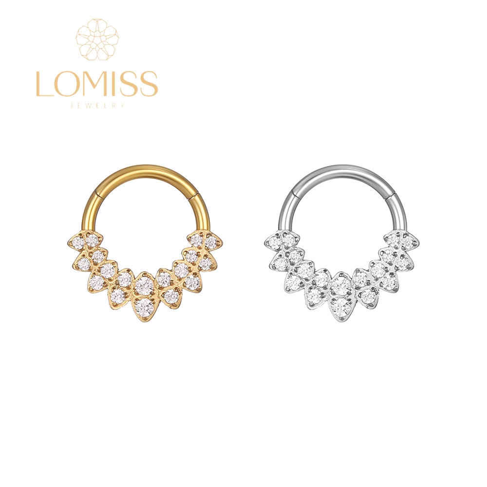 Piercing Argola Clik Aço Cirúrgico PVD Detalhado Zircônia Cravejada《Lomiss semijoias》 em Oferta na Shopee