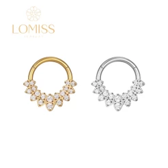 Piercing Argola Clik Aço Cirúrgico PVD Detalhado Zircônia Cravejada《Lomiss semijoias》