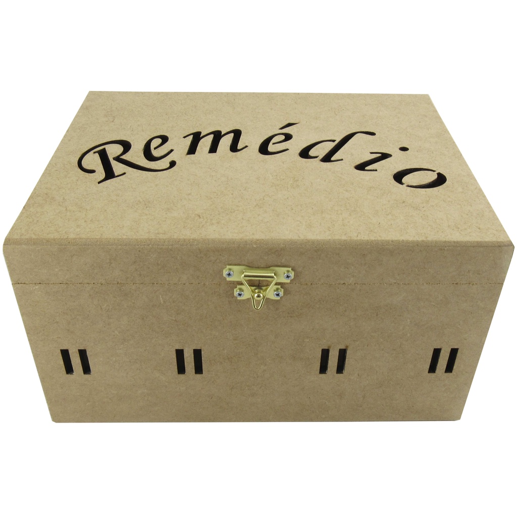 Caixa Organizadora Remédio Com Tampa Fecho e Dobradiça 25x18x14 cm MDF
