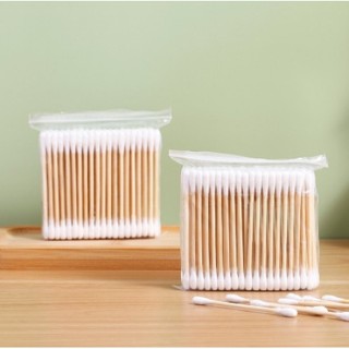 (100 unid) Cotonete haste flexível de madeira de bambu - Natural, orgânico, biodegradável e ecológico/ Cotonete