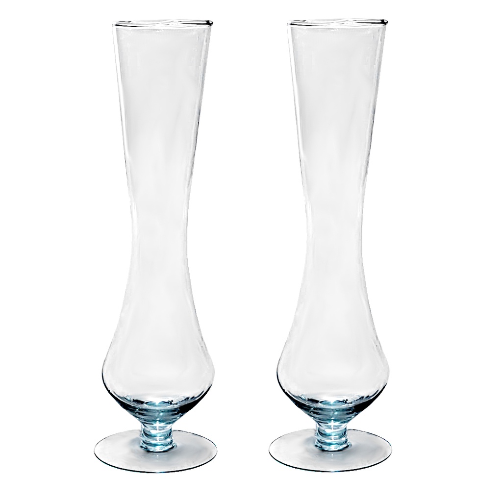 Conjunto Vaso Solitário Acinturado Aladin Ø6x24cm Decoração Vidro Grosso Transparente Enfeite Mesa Sala Casa Festas Casamentos Buffet Arranjo Flores Rosas