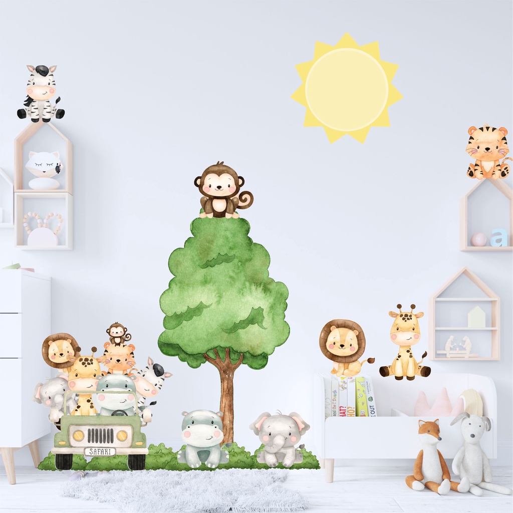 Adesivo de Parede Decorativo Infantil Safari Quarto Bebê Decoração em Oferta na Shopee