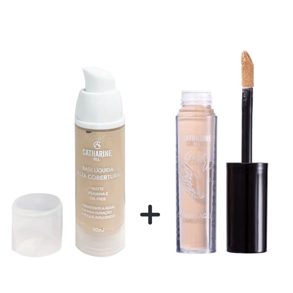 Kit Base Liquida Alta Cobertura Chill Catharine Hill + Corretivo Camuflagem Angel Wings Pri Lessa Catharine Hill